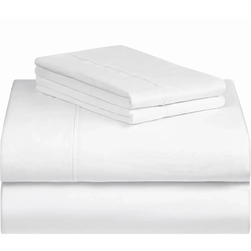 LuxClub 4 PC King Sheet Set, Deep Pockets Wrinkle Free Cooling White